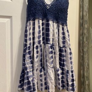 Tie dye knit dress blue